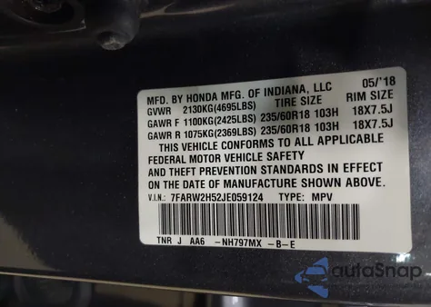 2018 Honda Cr-V Ex из США, поврежденный, VIN 7FARW2H52JE059124